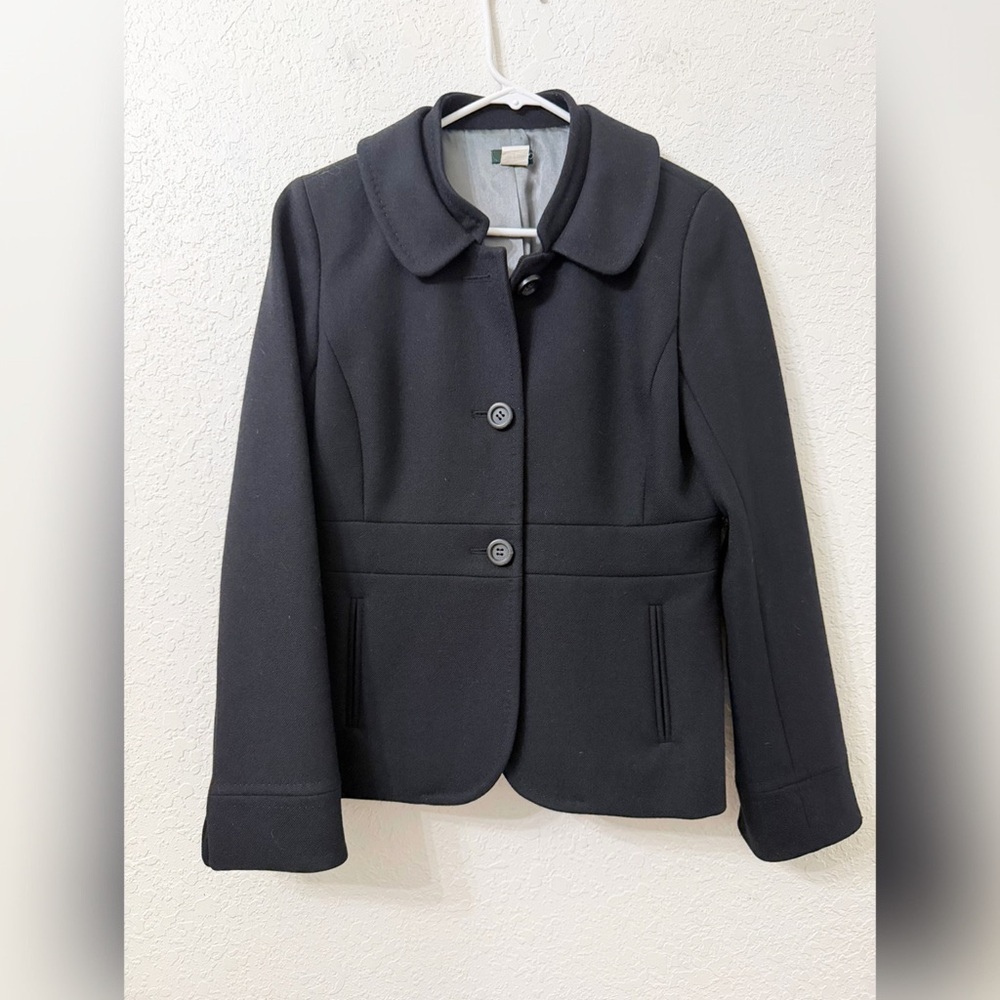 J. Crew Wool Blazer Women's Size 8 Office Career Lined Black Peplum Style 99322